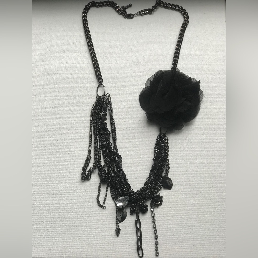 Black bauble statement necklace